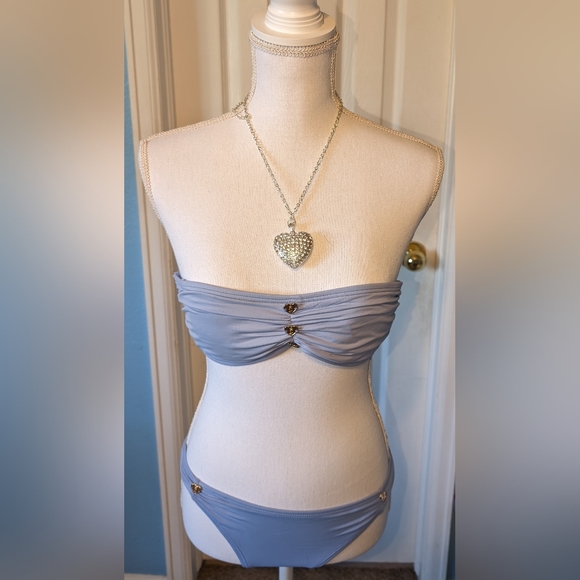 🧁🍭 Y2K Light Blue JUICY Couture Strapless Bikini 🩵☀️ - Picture 3 of 4